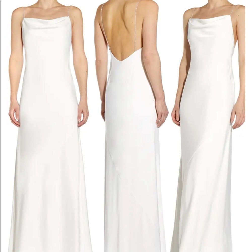 White Satin Cowl Neck Gown